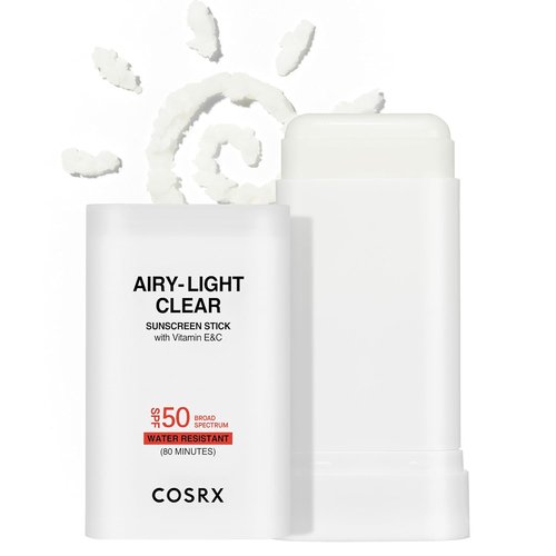 COSRX Airy-Light Clear Sunscreen Stick - SPF 50 with Vitamin E & C | Lightweight, No White Cast, 0.67 oz