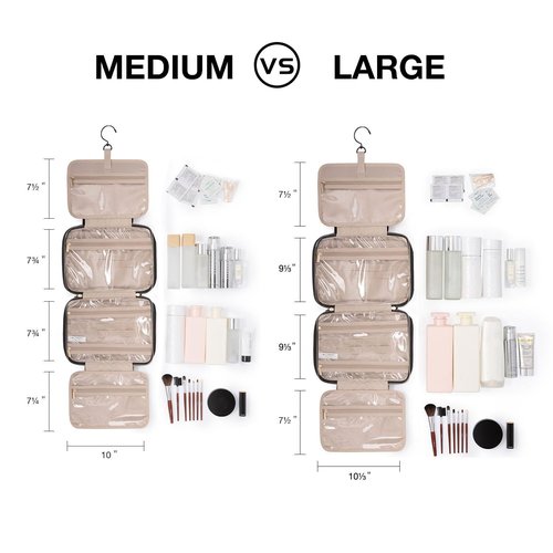 BAGSMART Toiletry Bag - Water-Resistant Travel Organizer with Hanging Hook | Medium Baby Pink