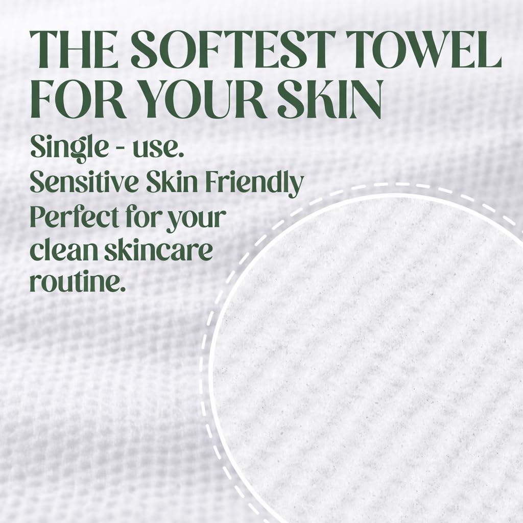 SoftBloom Disposable Face Towels - XL 50 Count Biodegradable Viscose | Ultra Soft for Sensitive Skin & Makeup Removal