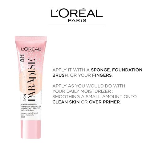 L'Oreal Paris Skin Paradise Tinted Moisturizer - Lightweight, Water-Infused SPF 19 for Glowing Skin | Light 01, 1 fl oz