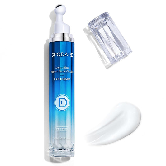 SPODARE Caffeine Eye Cream - Reduce Dark Circles & Puffiness with 360° Massage Roller | 0.7 fl. oz