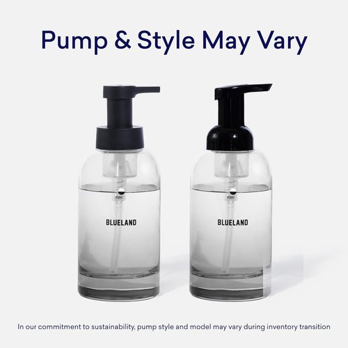 BLUELAND Hand Soap Starter Set - Refillable Glass Foaming Dispenser in Slate with 4 Scented Tablets | 9 Fl Oz Each