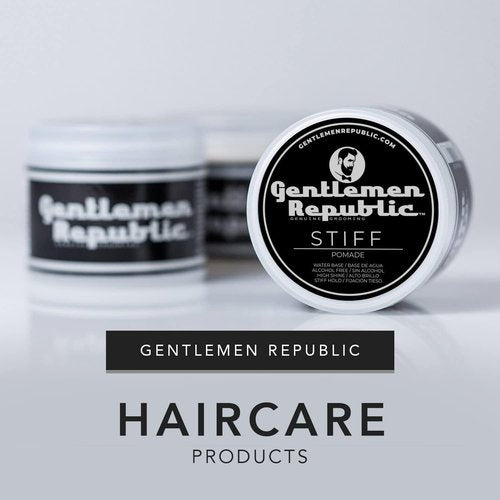 Gentlemen Republic Stiff Pomade - Lightweight Water-Based Formula for High Hold & Shine | 4oz