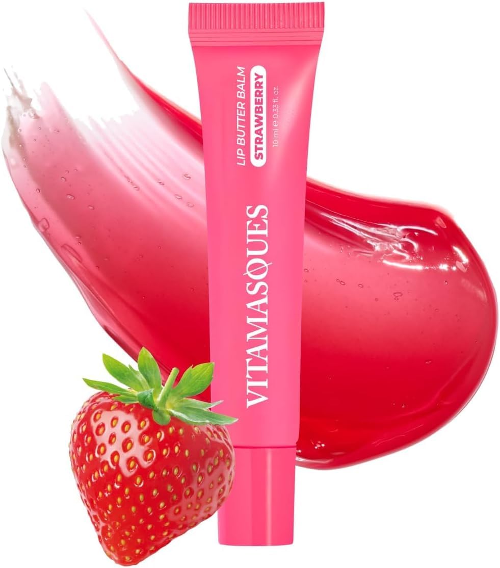 Vitamasques Lip Butter Balm - Hydrating Strawberry Lip Treatment with Peptides - 0.33 fl. oz.