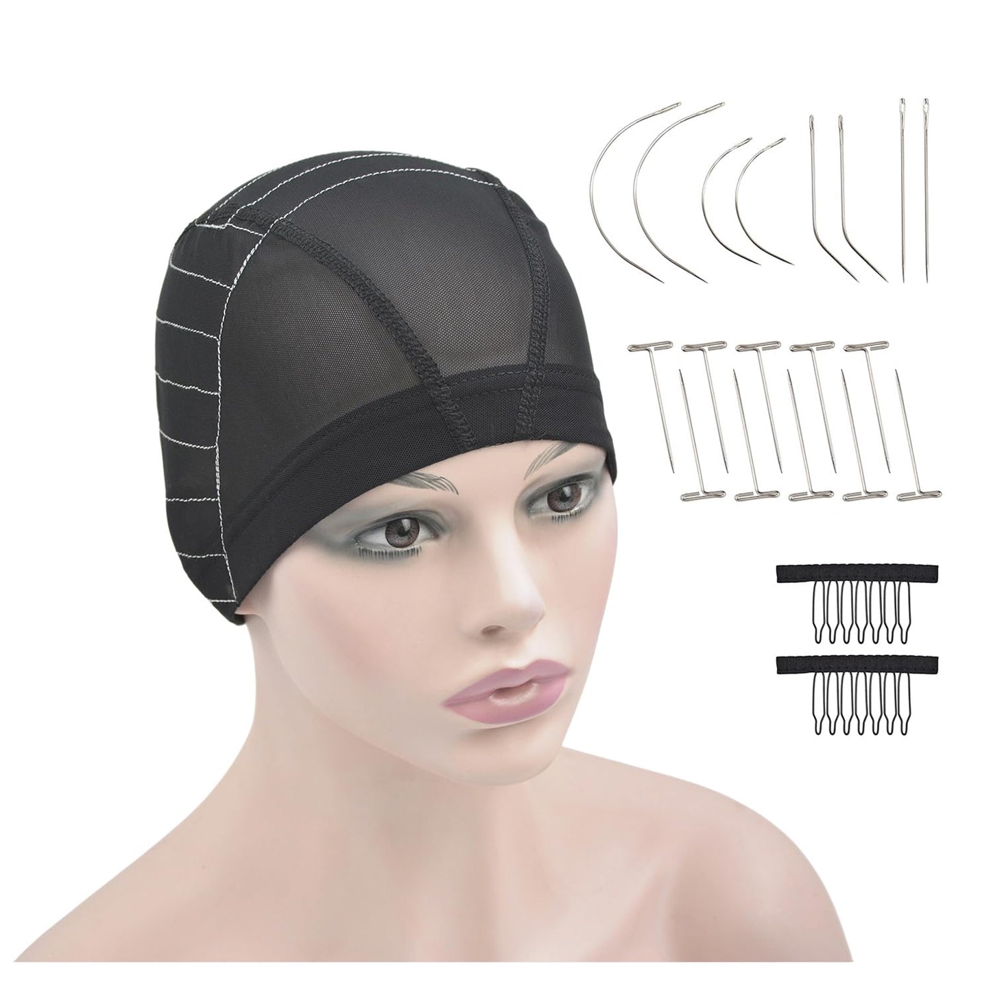 Mesh Dome Caps Wig Cap with Guideline Map for Wig Making Stretchable Wig Caps for Beginners Making Wigs (13x4 M)