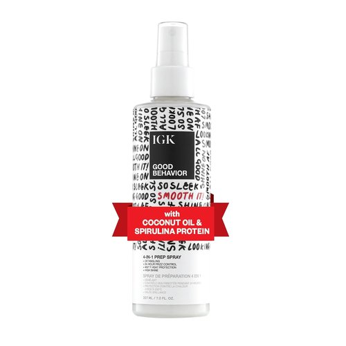 IGK Good Behavior 4-in-1 Prep Spray - Leave-In Conditioner, Detangler & Heat Protectant | Vegan | 7 Oz