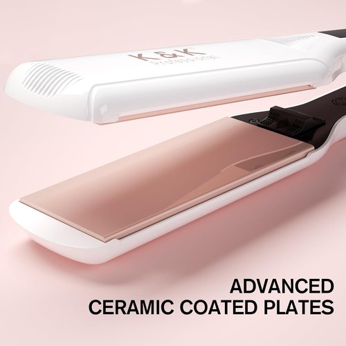 K&K 2.25 Inch Flat Iron Hair Straightener - Professional Extra Wide Ceramic Tourmaline Plates for Thick Hair