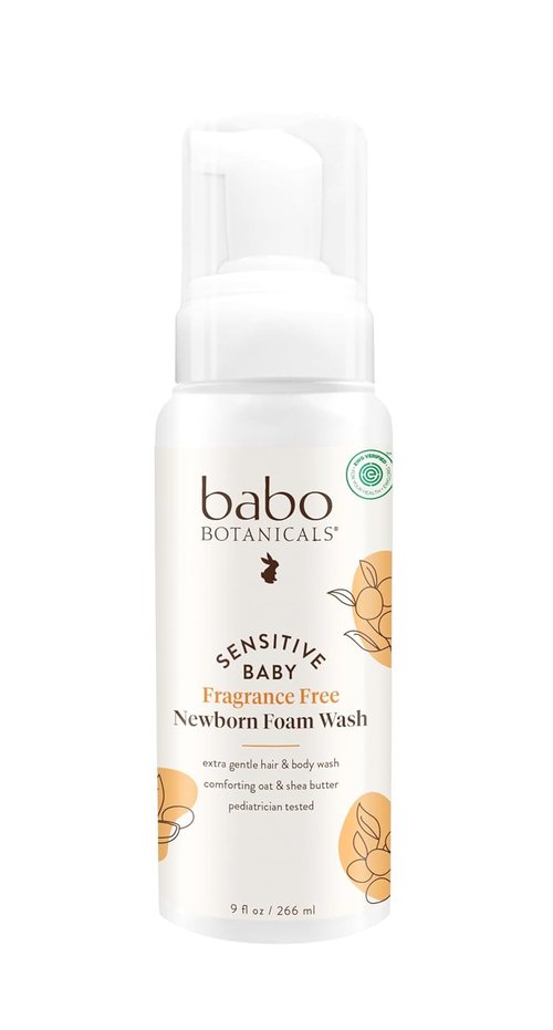 BABO Botanicals Baby Foam Wash - Fragrance-Free Gentle Formula with Oat, Shea & Cocoa Butter - EWG Verified, Vegan