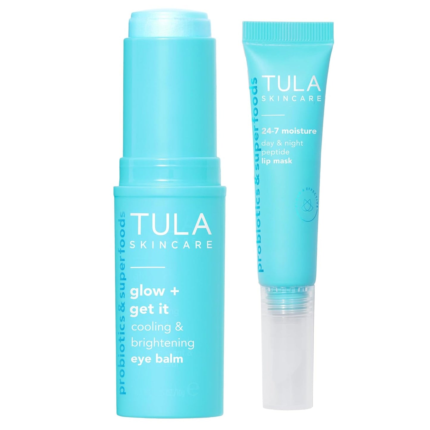 TULA Skin Care Drenched in Hydration - 24/7 Moisture Lip Mask & Cooling Eye Balm Duo | 2 Full-Size Products