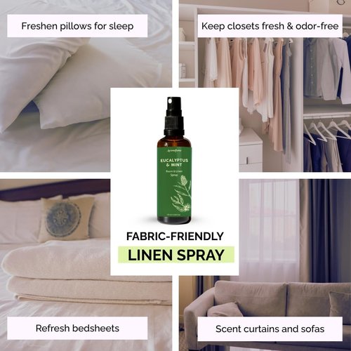 Aromafume Eucalyptus & Mint Room Spray - Aromatherapy Mist for Bedding & Fabrics | 100ml/3.38fl oz