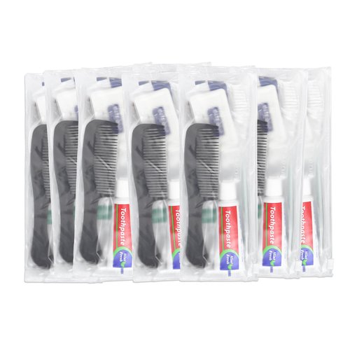 5 Sets Personal Hygiene Kit Bulk, Disposable Toothbrushes with Toothpaste Floss Comb Soap Cover Shampoo Body Wash and Vanity Kit, Toiletry Kits Homeless Supplies Bulk for Women,Men,Travel,Homeless