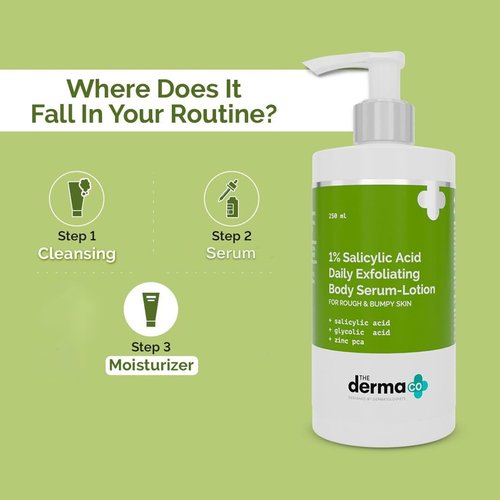 The Derma Co 1% Salicylic Acid Daily Exfoliating Serum Body Lotion | 8.45 Fl Oz/250 ml