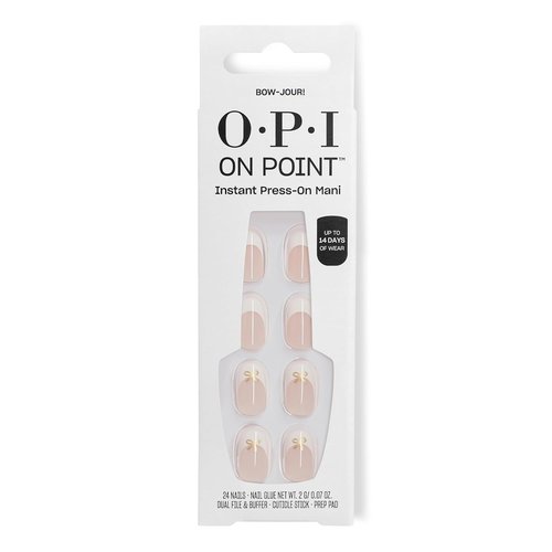 OPI Press On Nails - Short Round & Squoval Accent Nail Art | 24 Count With Glue | Long Lasting & Reusable
