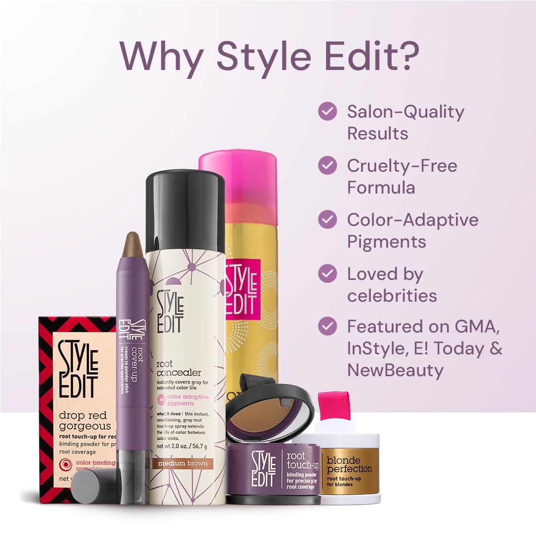 Style Edit Root Touch Up Powder - Temporary Hair Color for Gray Roots | Salon-Quality Concealer, Black, 0.13 oz