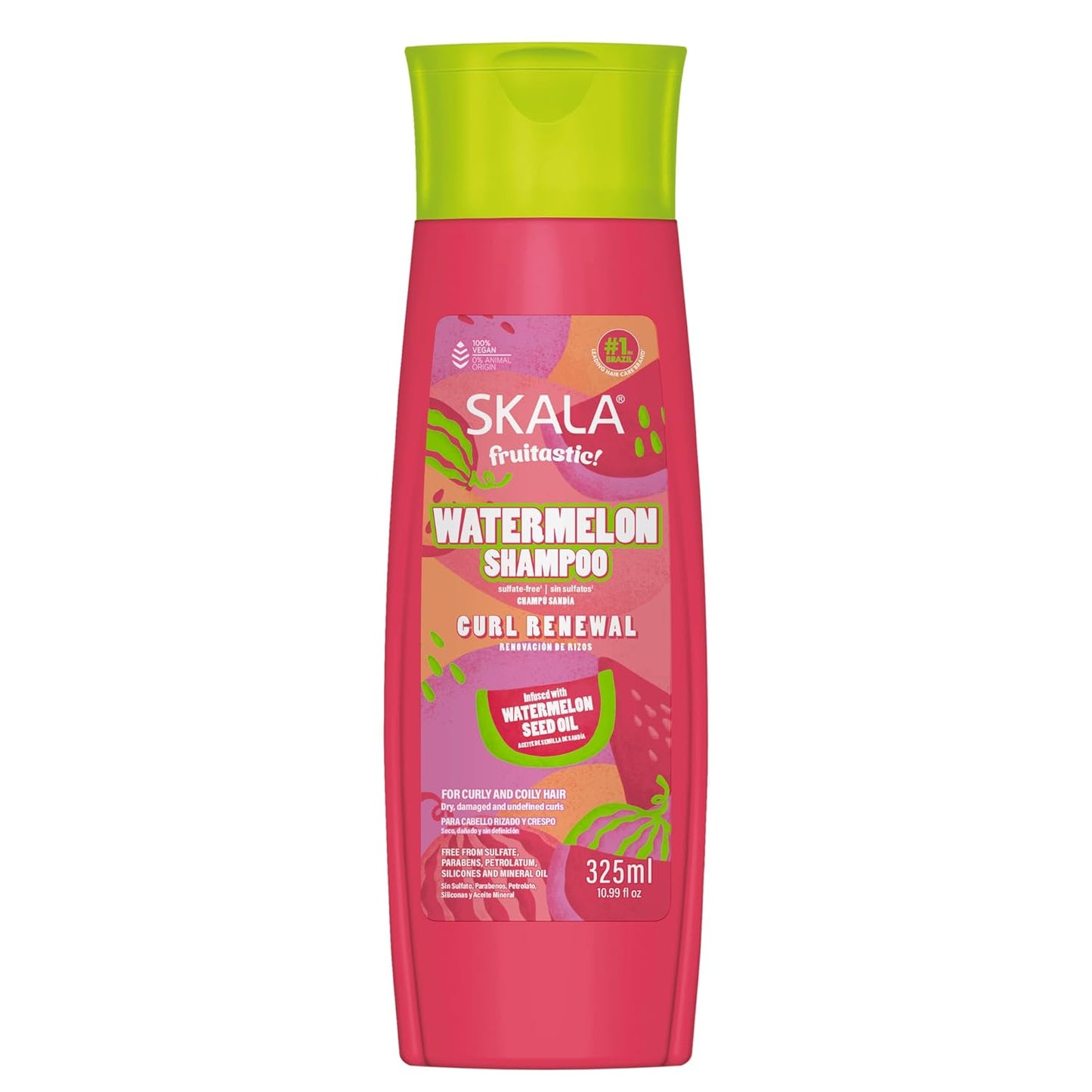 SKALA Watermelon Shampoo - Vegan Hydrating Formula with Watermelon Seed Oil & Vitamin C | 325 mL for Curly & Coily Hair