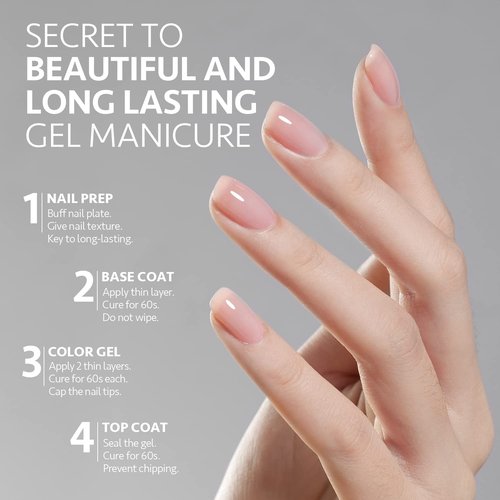 GAOY Glassy Gel Top Coat & Base Coat Set - No Wipe UV Nail Polish Foundation | 16ml, 2 Pcs