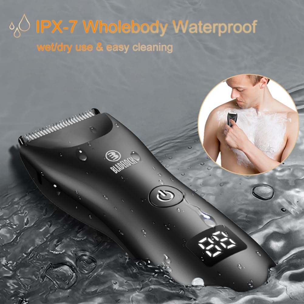 Skiennix Body Hair Trimmer - Electric Waterproof Grooming Kit with Ceramic Blade & LCD Display (Black)