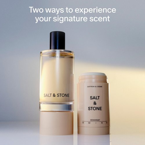 Salt & Stone Signature Scent Duo Set - 48 Hour Aluminum-Free Deodorant & Hydrating Body Mist | Saffron & Cedar