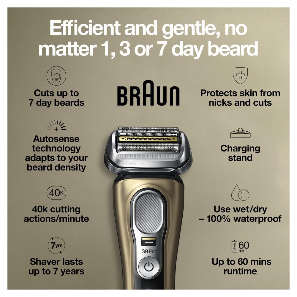 Braun Series 9 Pro 9419s Electric Shaver - Wet & Dry Razor with ProLift Trimmer & 4+1 Head
