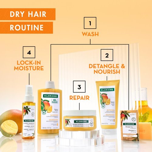 Klorane Nourishing Conditioner - Moisturizing Mango Butter Formula for Dry Hair | Paraben & Silicone Free