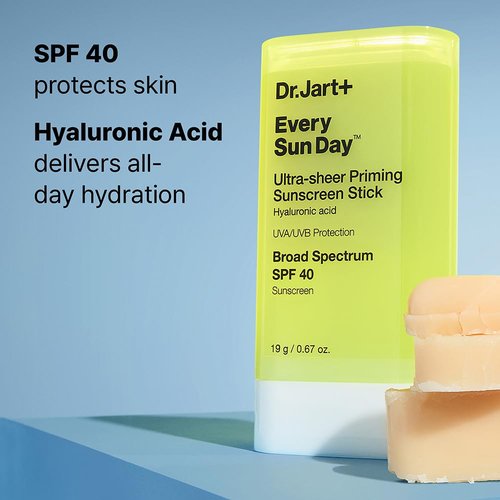 Dr.Jart+ Invisible Priming Sunscreen Stick SPF 40 - Hyaluronic Acid Formula | Travel Size, 0.67 Ounce