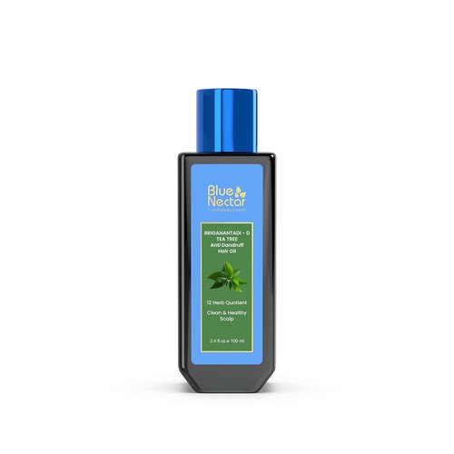 Blue Nectar Tea Tree Oil for Hair - Natural Anti-Dandruff Scalp Treatment | Ayurvedic Neem & Amla Blend (3.38 Fl Oz)
