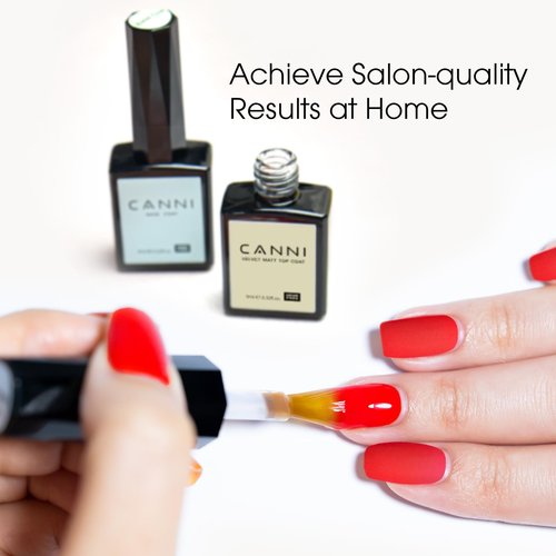 CANNI 2 Pcs 9ml Gel Base Top Coat Gel Polish Set - Shine Finish and Long Lasting, Soak Off LED Nail Lamp Base Top Coat DIY Nail Salon Manicure Gifts for Women