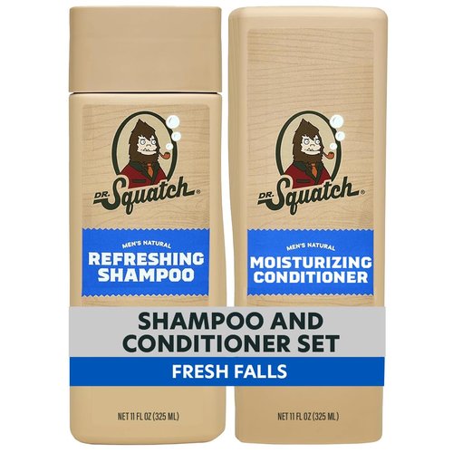 Dr. Squatch Natural Men's Shampoo and Conditioner Set - Healthy, Full Looking Hair - Fresh Falls Natural Shampoo and Conditioner for Men (11 fl oz, 2-Pack)