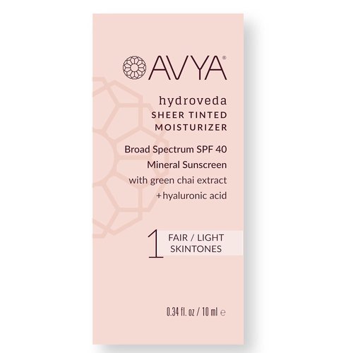 AVYA SPF 40 Sheer Tinted Moisturizer - Hydrating Hyaluronic Acid & Green Chai for Balanced Skin | Fair & Light Shade #1 (0.34oz/10ml)