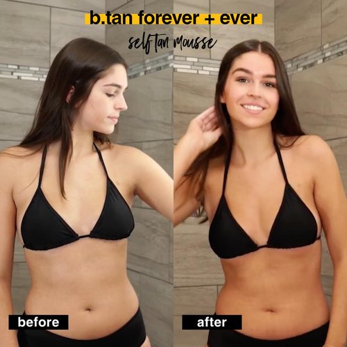 b.tan Ultra Long Lasting Self Tanner Mousse - Fast 1 Hour Express Tanning Foam, Dark Bronze Glow, 6.7 Fl Oz