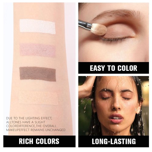 Kaely Eyeshadow Quad - Natural Nude Shimmer Palette for Mature Skin | Pigmented & Waterproof, 01