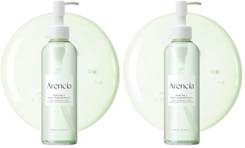 Arecia Pore Melt Cleansing Oil - Non-Comedogenic Makeup Remover with Rice Amino Acids & Vitamin E, 6.76 fl oz (Pack of 2)