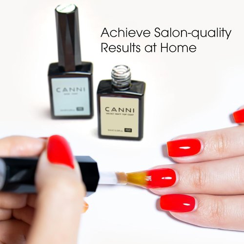 CANNI No Wipe Gel Top Coat Set - High Gloss, Long Lasting Clear Gel Nail Polish Kit | 2 Pcs for Home & Professional Use