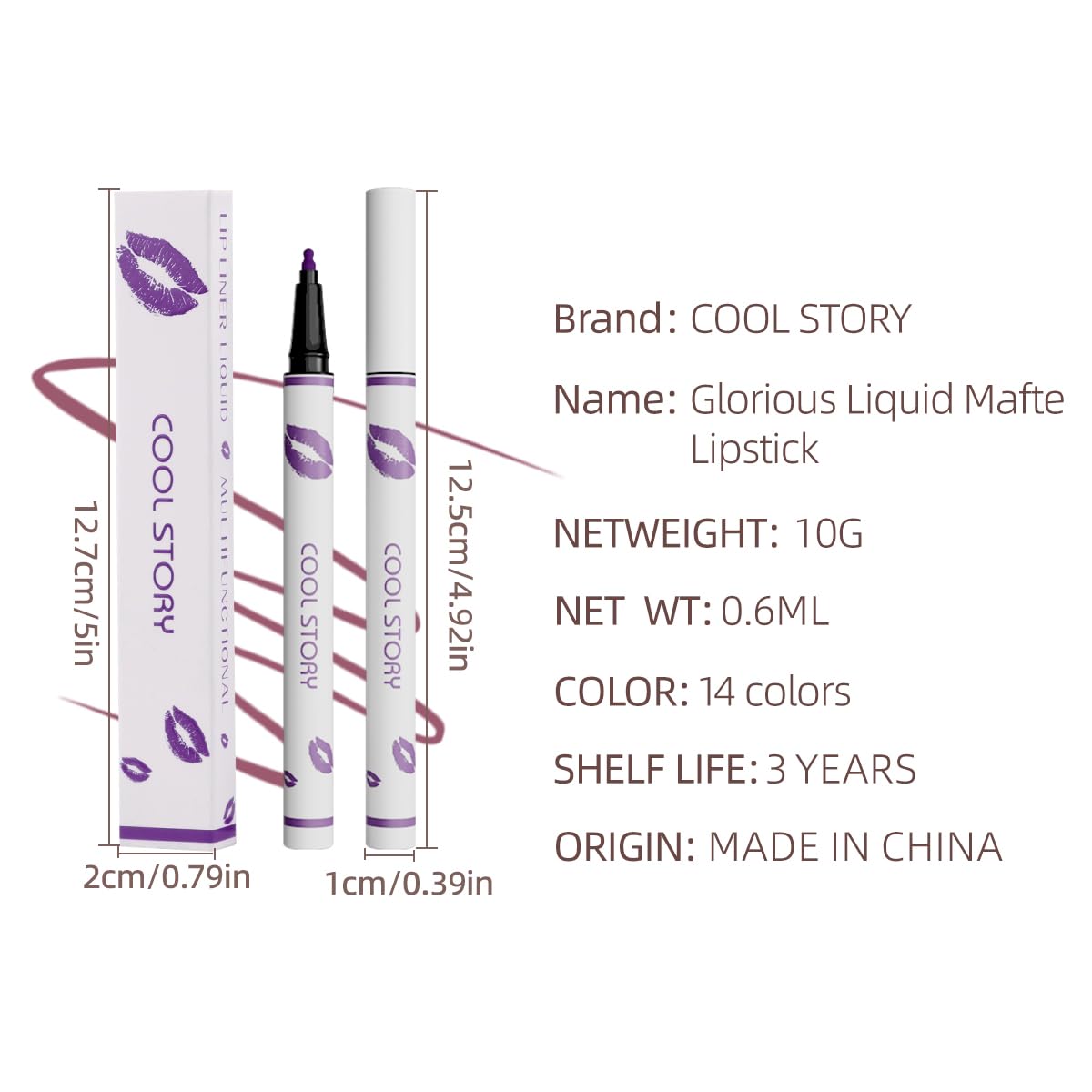COOL STORY Matte Lip Liner Pencil - Waterproof, Long-Lasting Formula for Fuller Lips | Soft Purple 08
