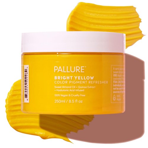 Pallure Color Pigment Refresher Mask - Semi-Permanent Hair Color Depositing Conditioner | 8.5 Oz Bright Yellow