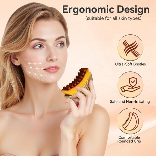 Lymphatic Contour Face Brush, Lymphatic Drainage Brush, Soft Bristle Contour Massager for Jawline Shaping and Double Chin, Ergonomic Design Fits Facial Skin Precisely