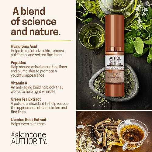 Ambi Even & Clear Under Eye Serum for All Skin Types; Anti Aging Formula features Peptides, Hyaluronic Acid, and Vitamin A to help Reduce Fine Lines, Wrinkles, and Dark Circles , 0.5 Ounce