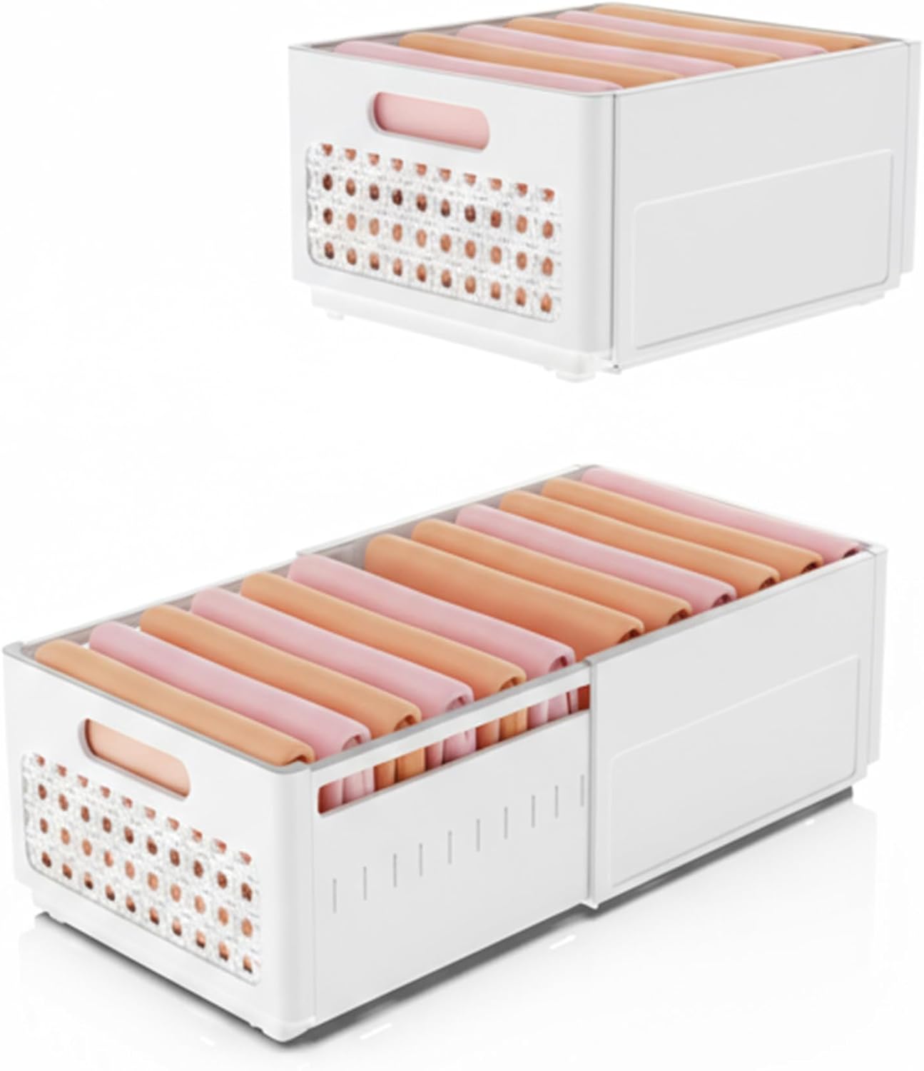 Skiennix Closet Organizers - 2 Pack Stackable Storage Drawers for Bathroom, Kitchen, and Office