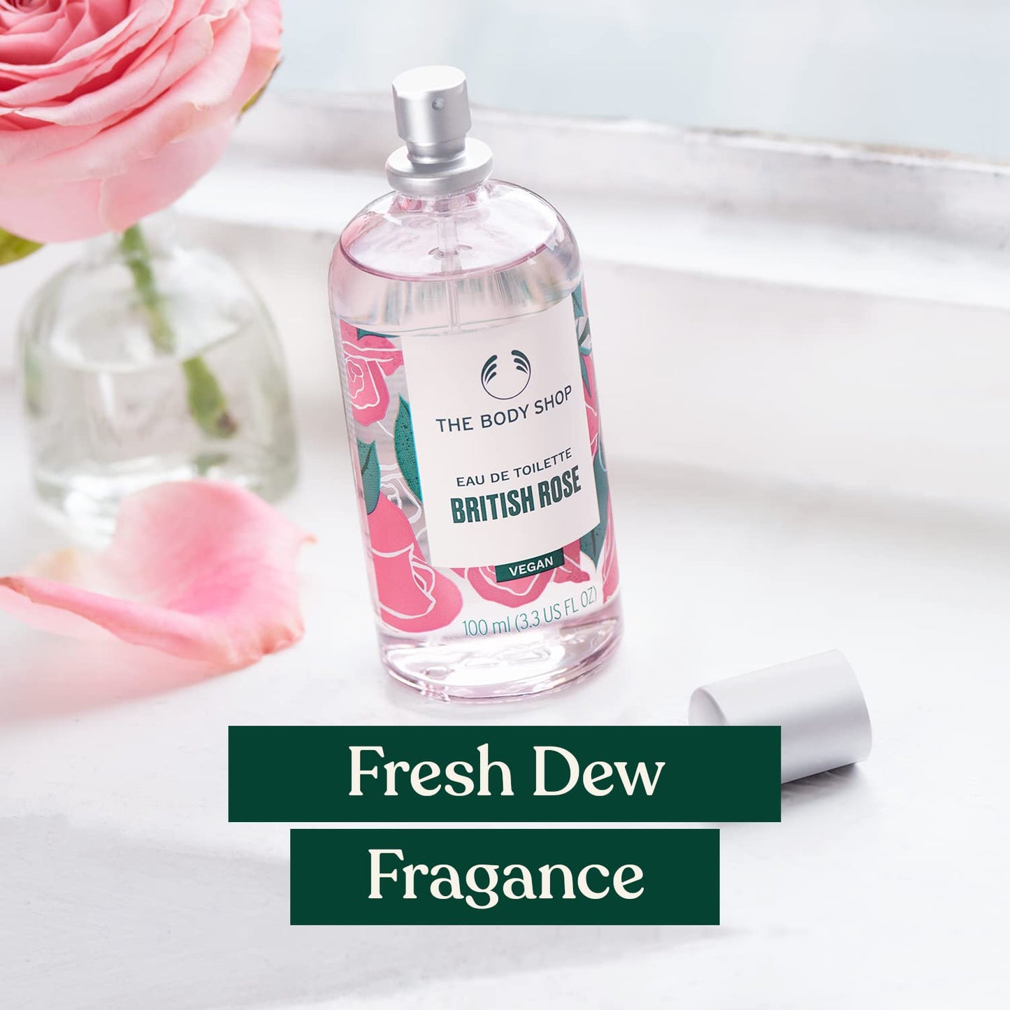 The Body Shop British Rose Eau De Toilette - Fresh & Dewy Vegan Fragrance - 3.3 oz