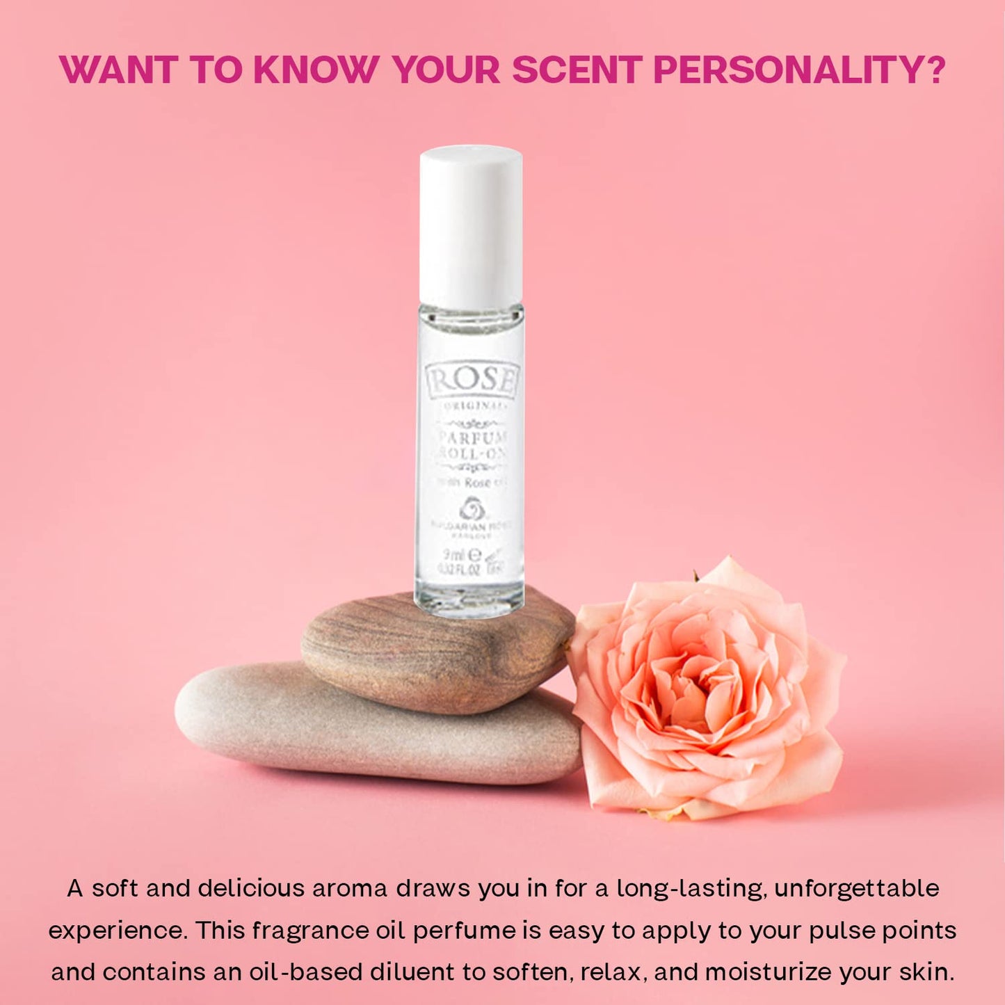 Bulgarian Rose Perfume Roll-On | Alcohol-Free Natural Rose Oil Fragrance - Unisex - 9ml