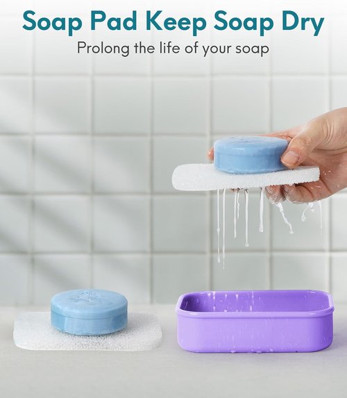 Quatish Shampoo Bar Holder - Large Leakproof Silicone Soap Case with Draining Layer | Purple, Ideal for Travel & Outdoor Use