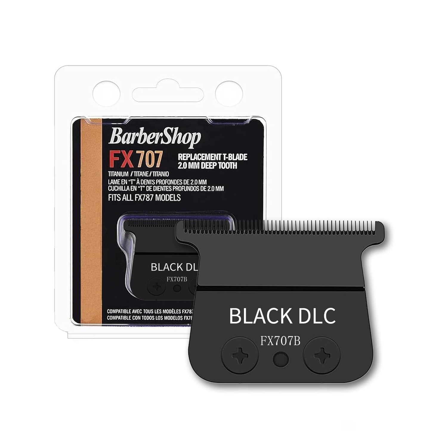 TRAH FX707B Replacement Blades - Black DLC Compatible with BaByliss Barberology FX787 & FX726 Trimmers