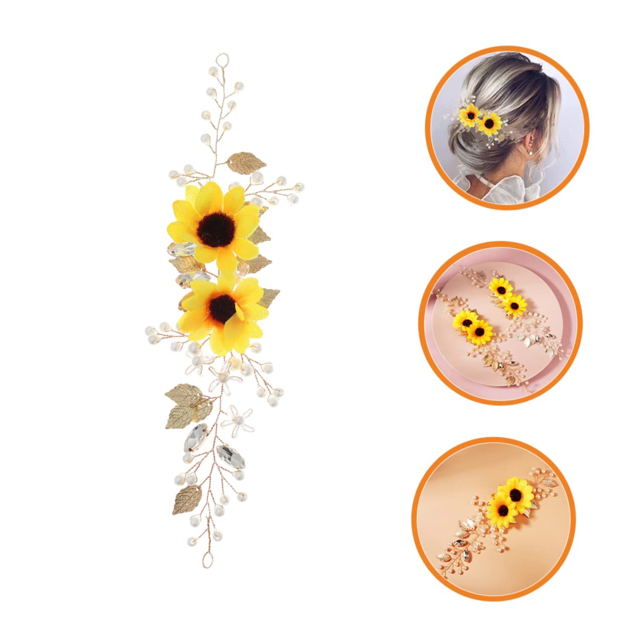 4pcs Sunflower Girl Headband, Floral Hairband with Flowers, Women Headdress for Wedding and Bridal Headpiece