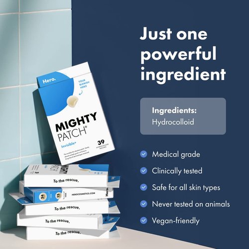 Mighty Patch™ Invisible+ Acne Pimple Patches - Ultra Thin Hydrocolloid Stickers for Face (24 Medium, 15 Small)