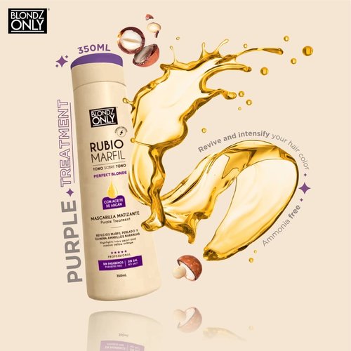 Rubio Marfil Purple Toning Mask - Eliminates Brassiness & Neutralizes Yellow Tones | 11.8 Fl Oz
