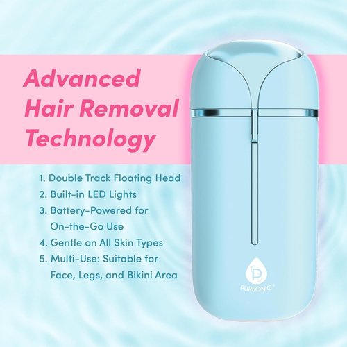 Pursonic Electric Shaver for Women - Painless Facial Hair Remover & Bikini Trimmer | Compact Design
