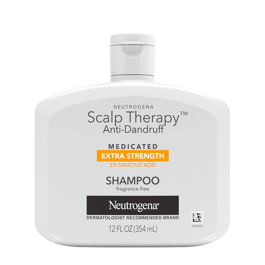 Neutrogena Scalp Therapy Anti-Dandruff Shampoo - Extra Strength with 3% Salicylic Acid | Fragrance-Free, 12 fl. oz