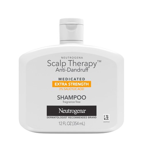 Neutrogena Scalp Therapy Anti-Dandruff Shampoo - Extra Strength with 3% Salicylic Acid | 12 fl. oz, Fragrance-Free