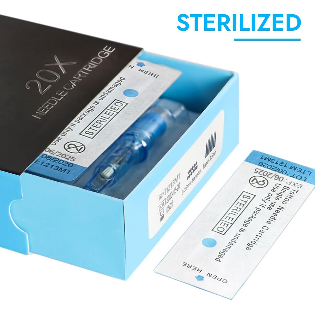 Tattoo Cartridges Needles, 20Pcs Tattoo Needles #10 Bugpin 3 Round Liner with Membrane Disposable Cartridges Tattoo Needles Long Taper for Permanent Makeup Tattoo Supplies (1003RLL)