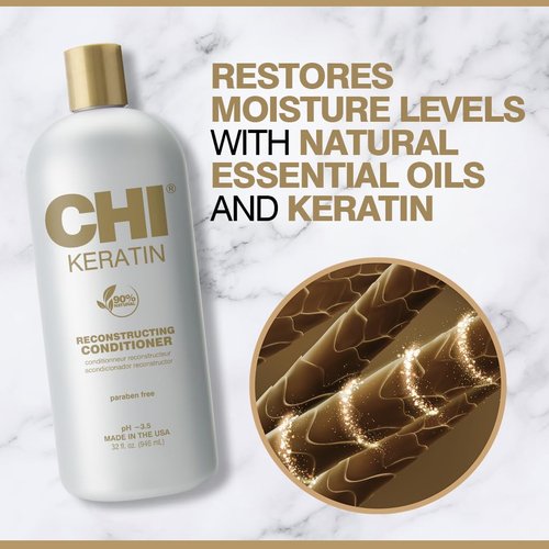 CHI Keratin Reconstructing Conditioner - Healthier Hair, Adds Shine & Prevents Breakage | 32 Oz